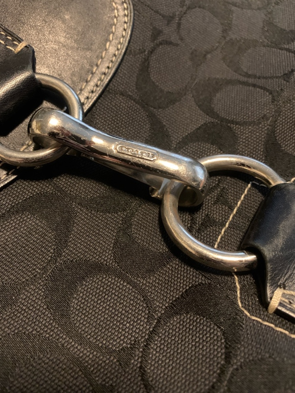 Coach Black Signature Canvas Hobo with Leather Trim and Silver - Picture 5 of 8